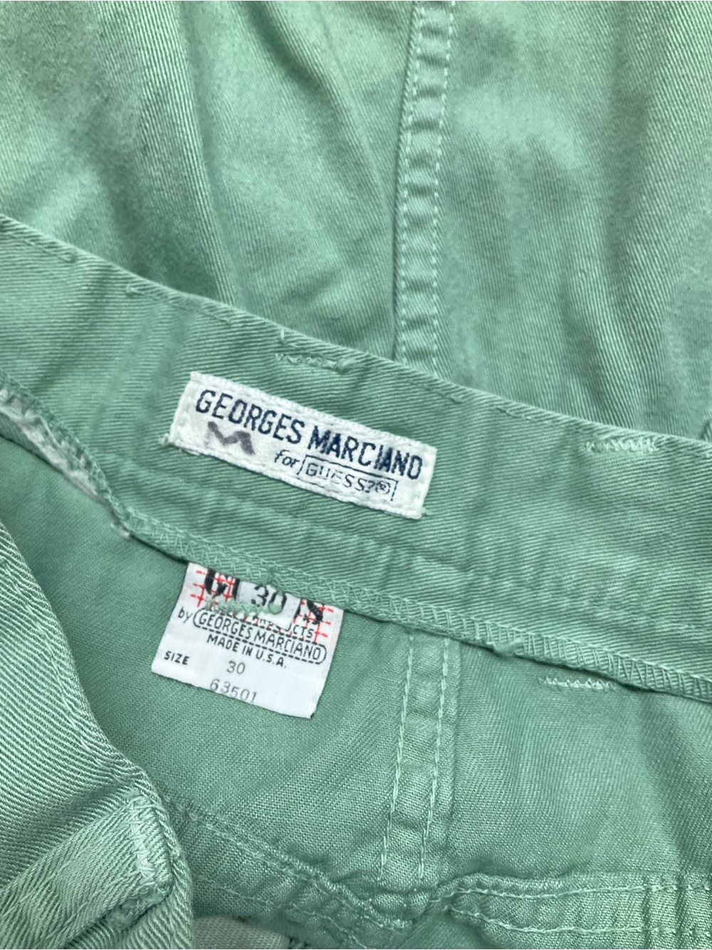 Vintage Guess Mini Skirt Green 80s 90s Denim Georges Marciano 30 - Picture 3 of 4